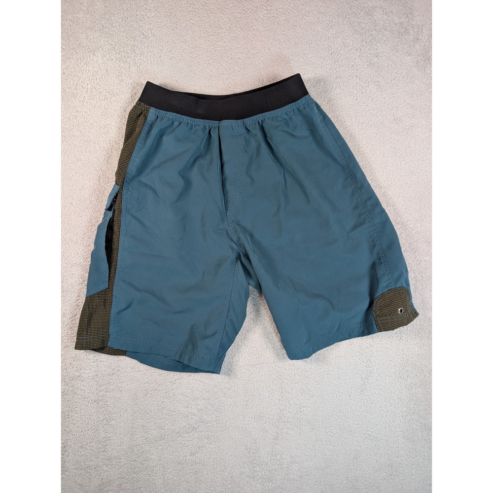Prana Breathe Mens Nylon Cargo Shorts Teal Blue Green Climbing Hiking Size M